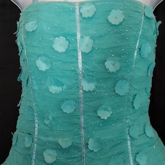 Morgan and Company Teal Strapless Prom Dress - Picture 3 of 15